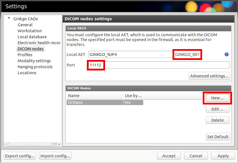 Ginkgo CADx, how to export DICOM from Ginkgo CADx, image import guide with restore points for safe edits